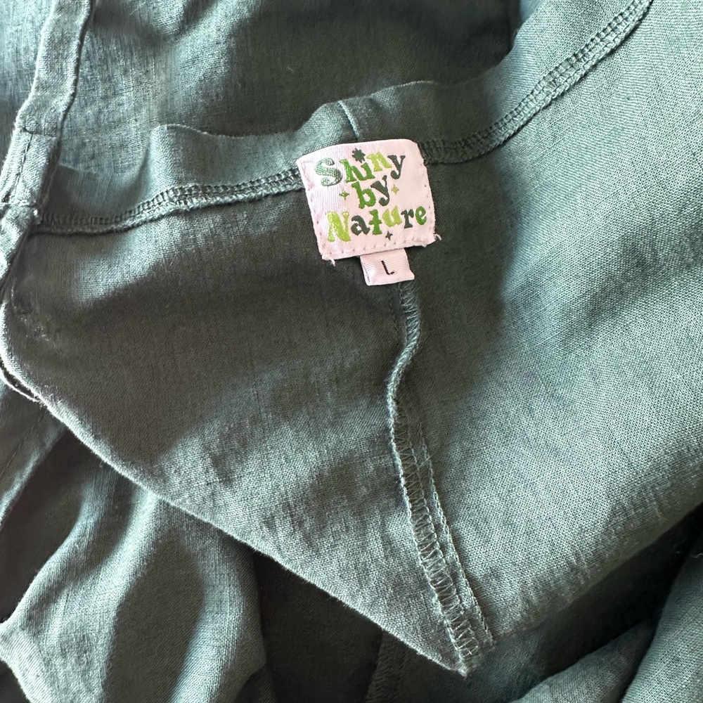 Green Linen Overalls - Picture 3 of 3